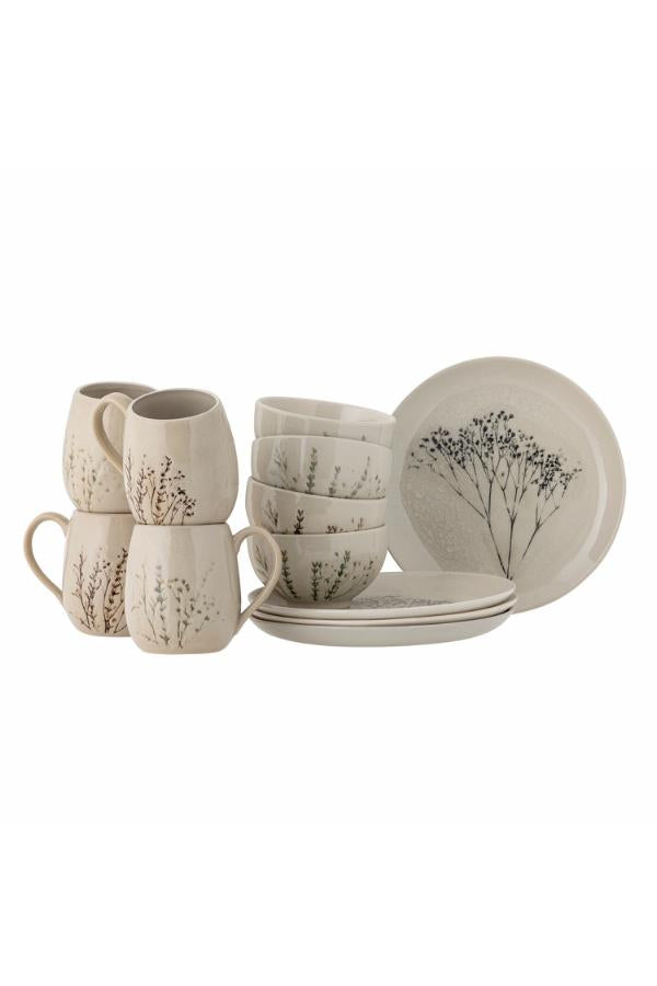 Bloomingville Bea Frukostset, Natur, Stengods C:D10xH10,5/B:D11,5xH6/P:D21xH2, Set om 12