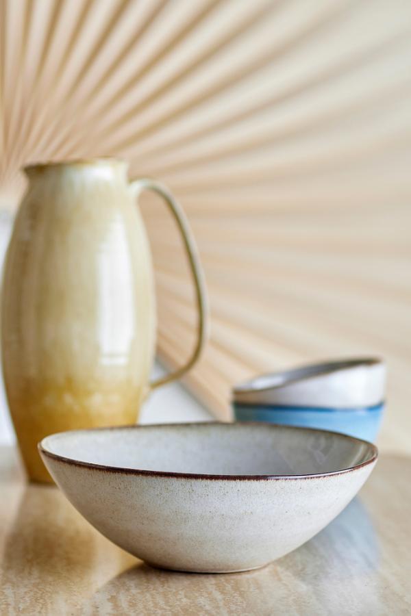Bloomingville Sandrine Skål, Natur, Stengods D26,5xH9,5 cm, set om 2