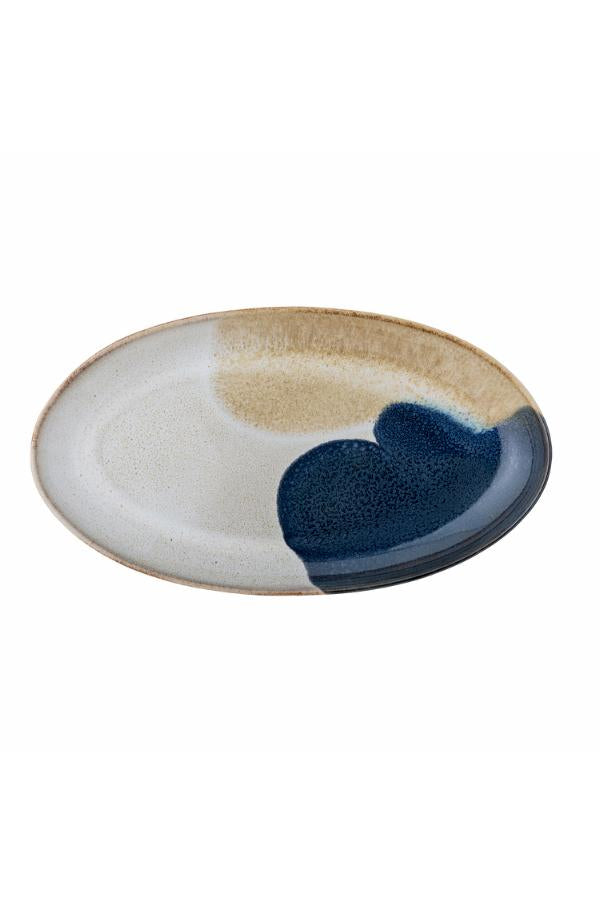 Bloomingville Jules serveringsfat, blå, stengods L33,5xH3,5xB18,5 cm, 2-pack