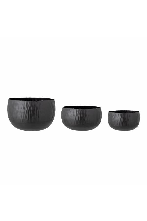 Bloomingville Abisha Blomkruka, Svart, Metall D26,5xH16/D33xH19/D40xH25 cm, set om 3