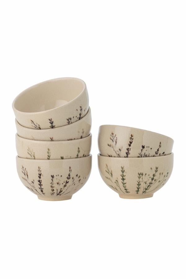 Bloomingville Bea Skål, Multipack, Natur, Stengods D11,5xH6,5 cm, Set om 6
