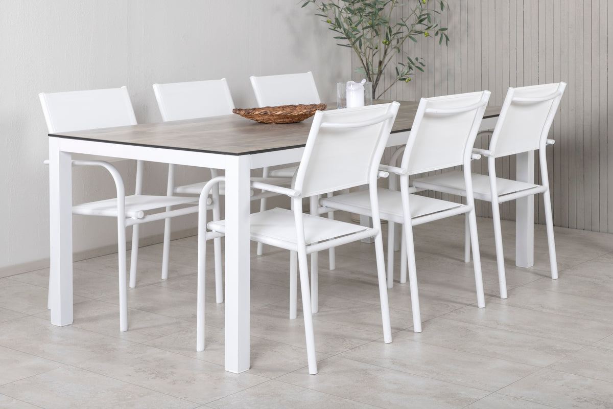 Venture Design Santorini & Llama Matstolar Vit + Matbord 205x100