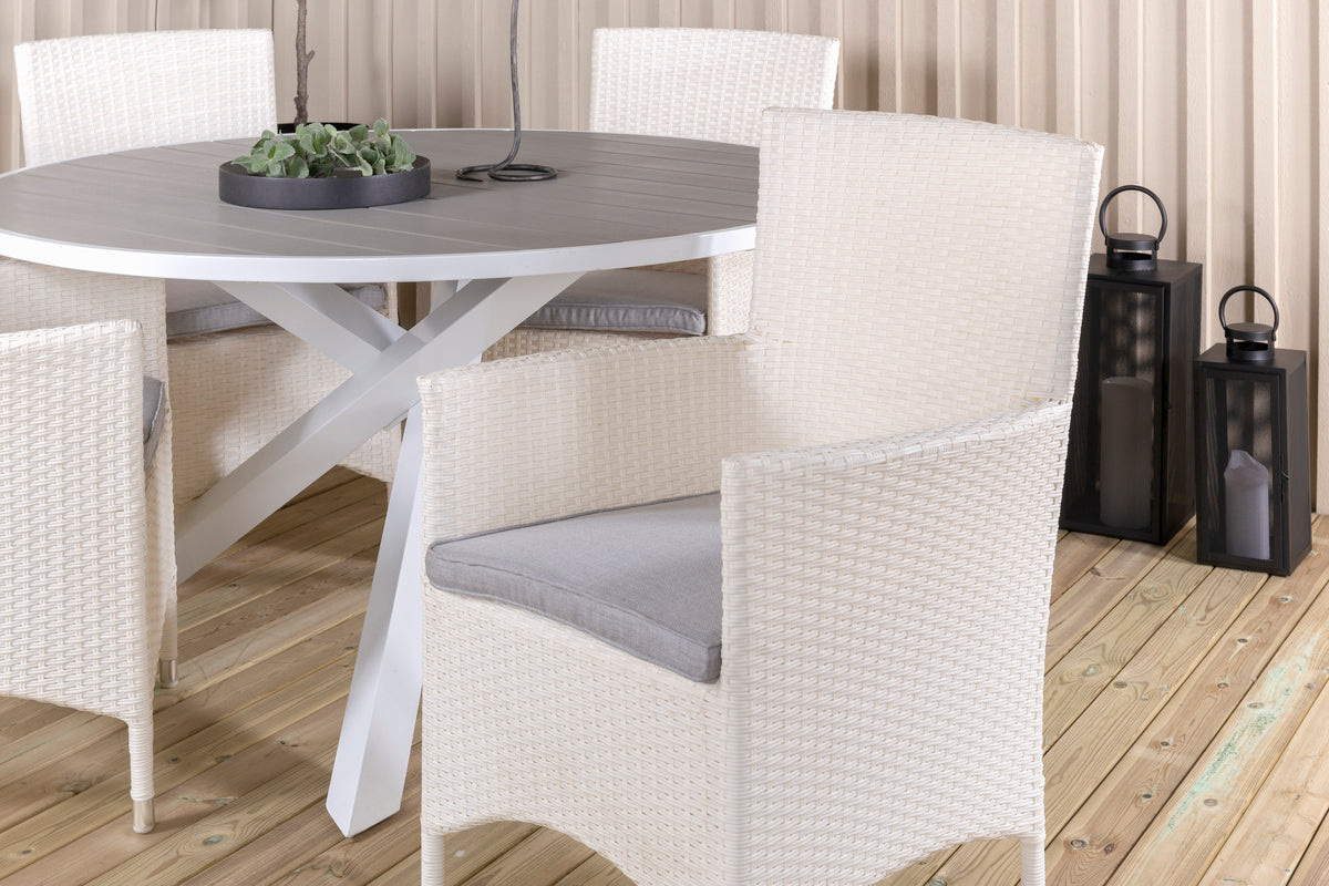 Venture Design Parma & Malin Matbord ⌀140 + Matstolar Vit