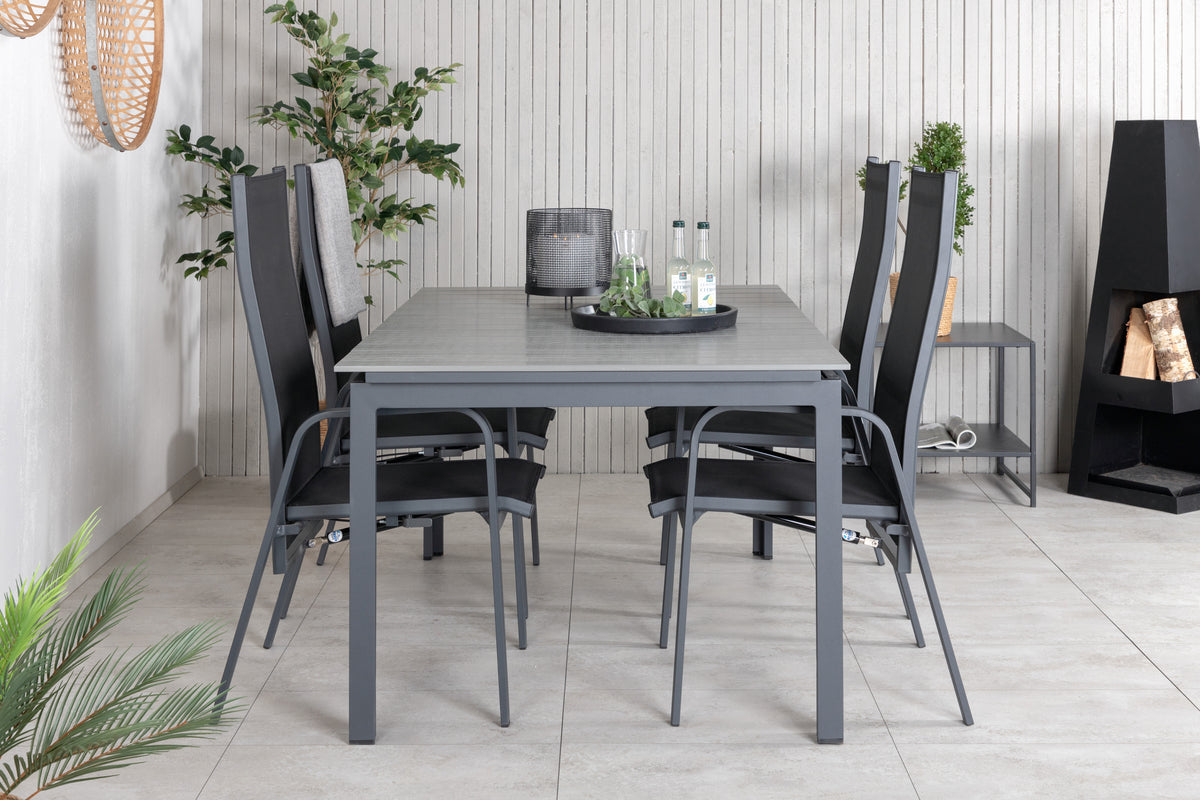 Venture Design Levels & Copacabana Matbord 160x100x75 + Reclinerstolar Svart