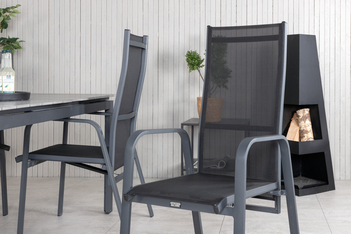 Venture Design Levels & Copacabana Matbord 160x100x75 + Reclinerstolar Svart