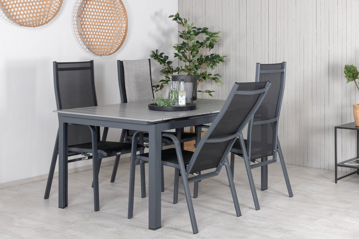 Venture Design Levels & Copacabana Matbord 160x100x75 + Reclinerstolar Svart