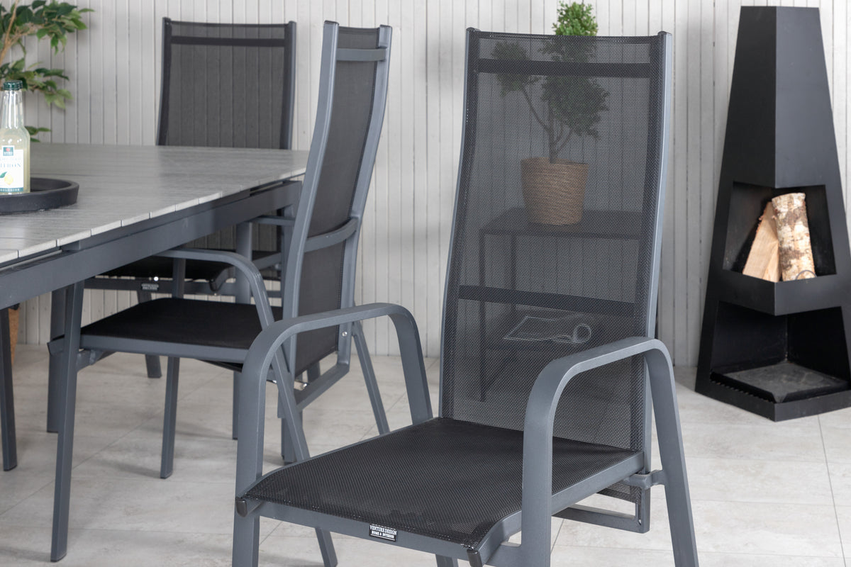 Venture Design Levels & Copacabana Matbord 160x100x75 + Reclinerstolar Svart