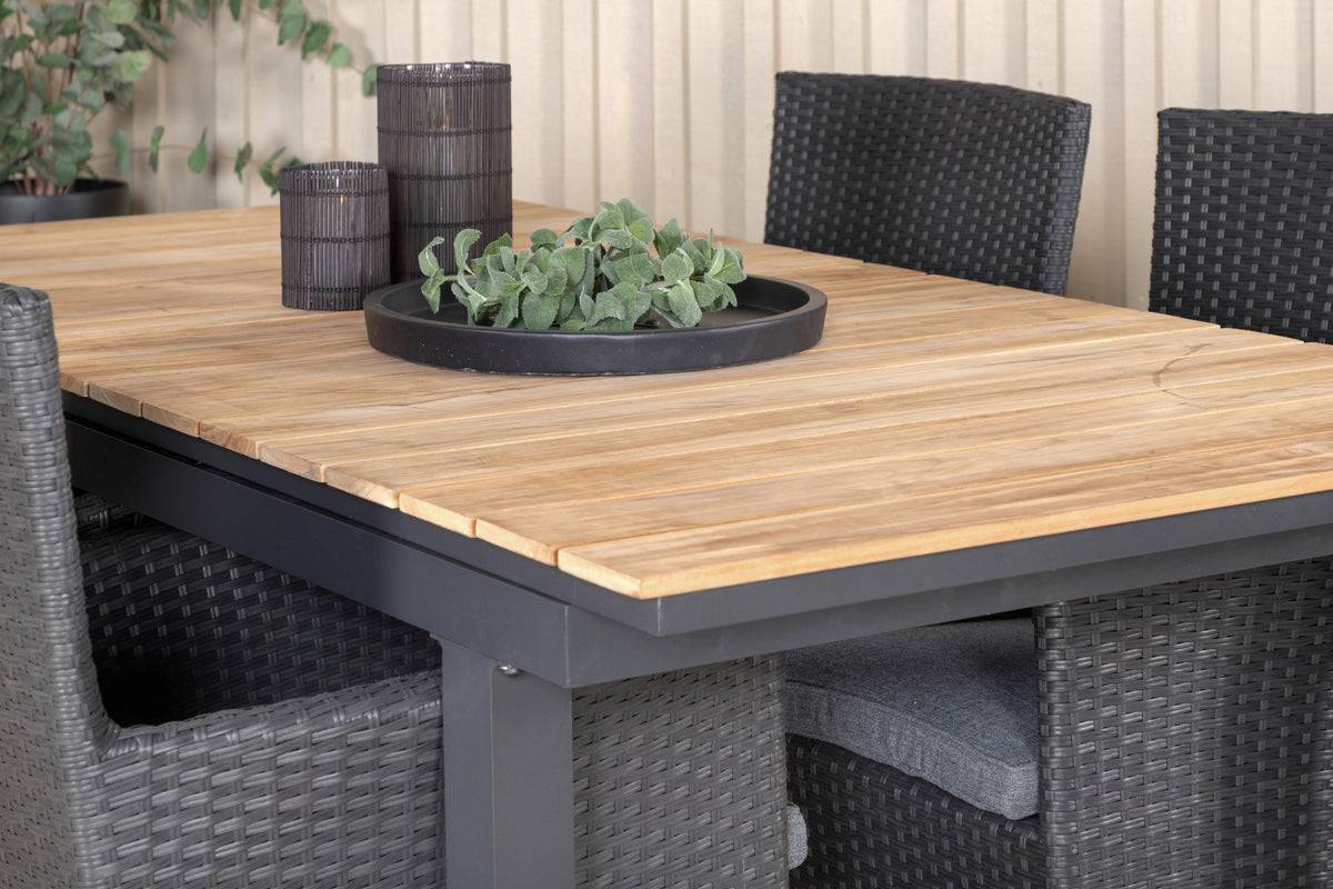 Venture Design Mexico & Malin Matbord 90x180/240 + Matstolar Svart