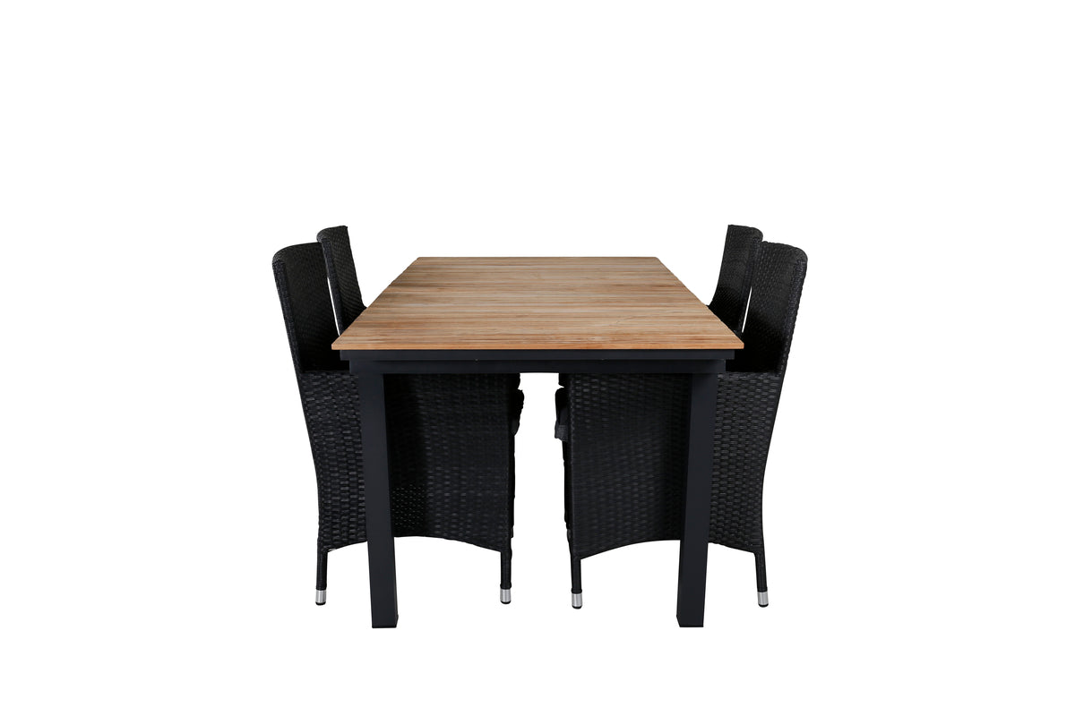 Venture Design Mexico & Malin Matbord 90x180/240 + Matstolar Svart