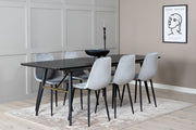 Venture Design Gold & Polar Rektangulära Matbord 180 x 85 Svart + Matstolar 2-pack Grå