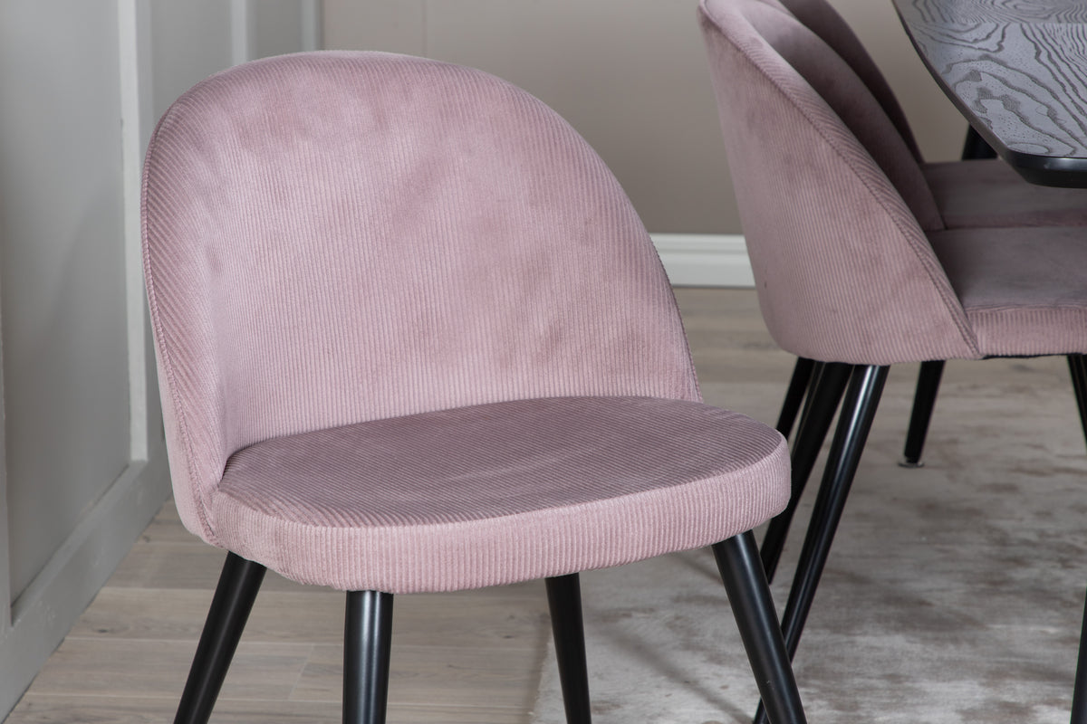 Venture Design Gold & Velvet Rektangulära Matbord 180 x 85 Svart + Matstolar 2-pack Gammelrosa
