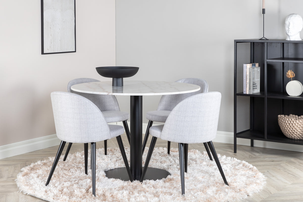 Venture Design Velvet & Estelle Matstolar Grå + Matbord ⌀106