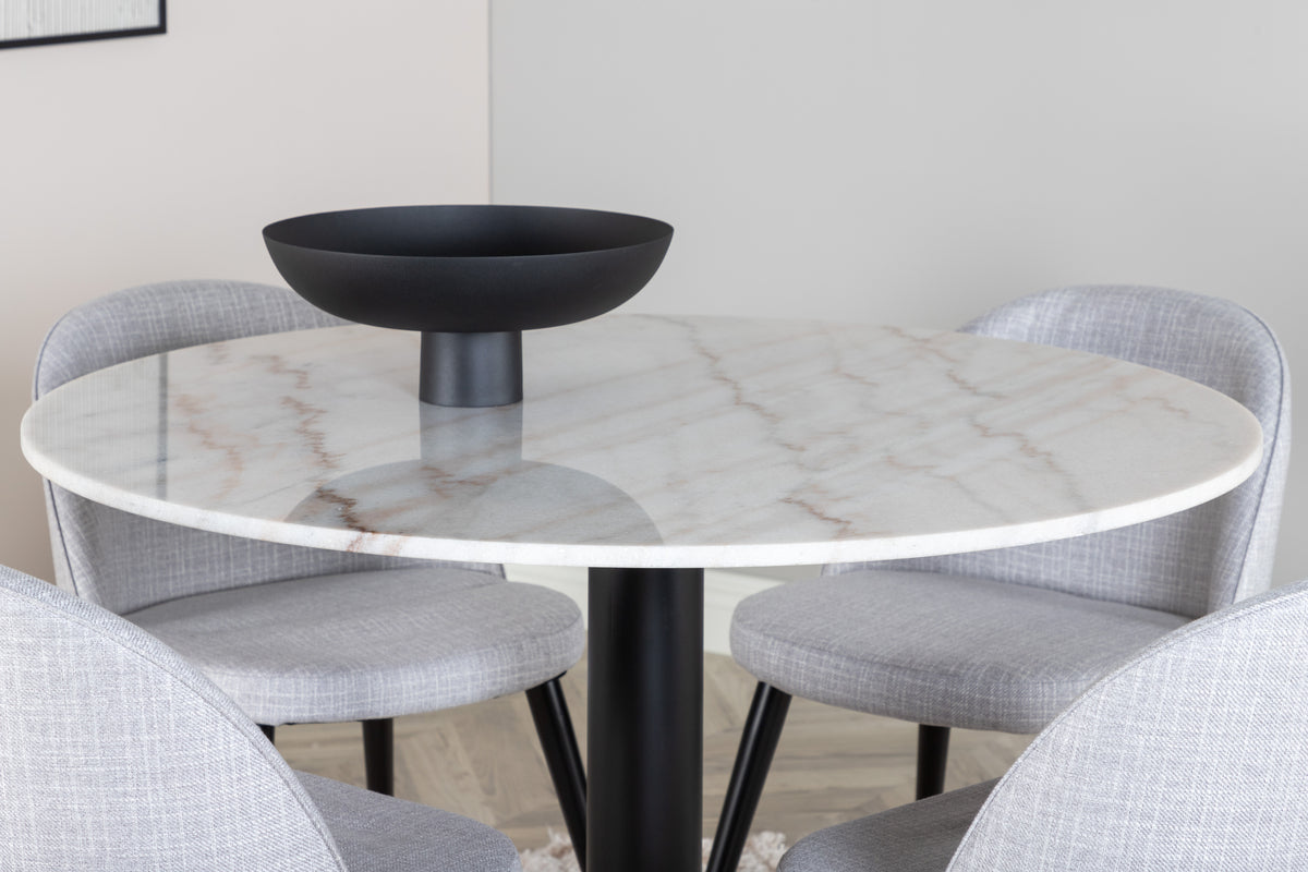 Venture Design Velvet & Estelle Matstolar Grå + Matbord ⌀106