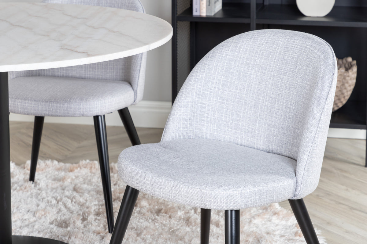 Venture Design Velvet & Estelle Matstolar Grå + Matbord ⌀106
