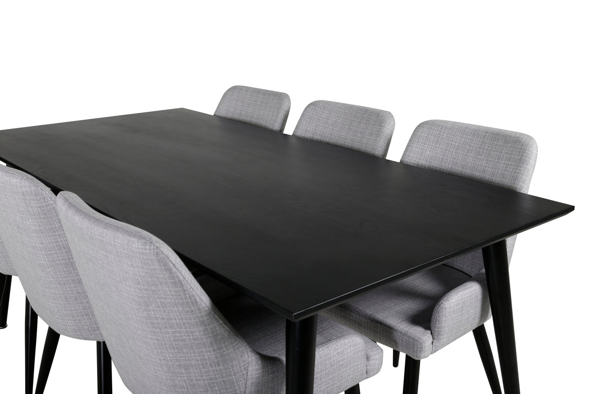 Venture Design Plaza & Dipp Matstolar 2-pack Grå + Rektangulära Matbord 180 x 90 Svart