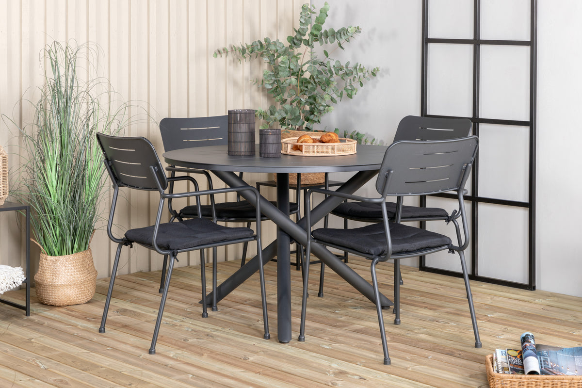 Venture Design Nicke & Alma Matstolar Svart + Matbord ⌀120