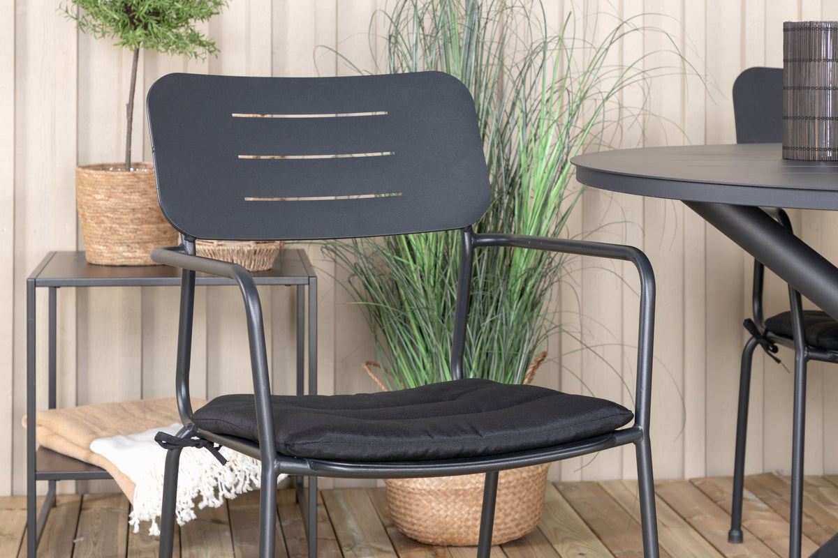Venture Design Nicke & Alma Matstolar Svart + Matbord ⌀120