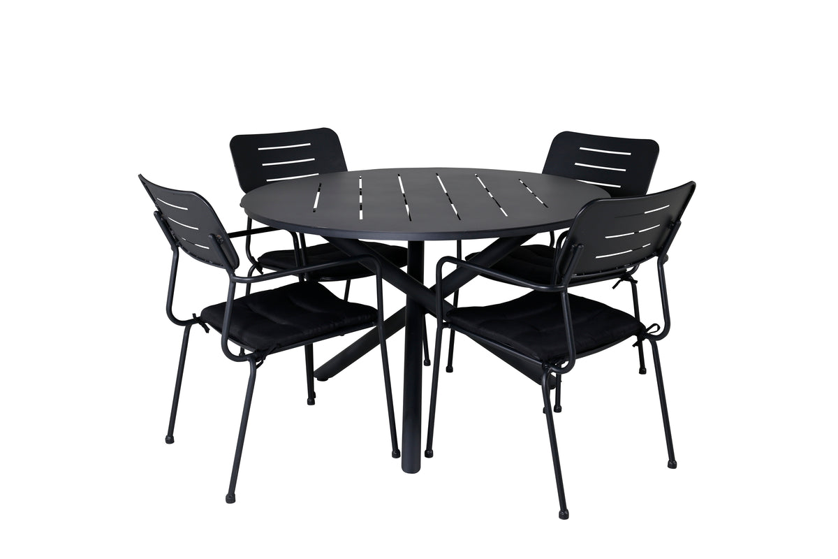 Venture Design Nicke & Alma Matstolar Svart + Matbord ⌀120
