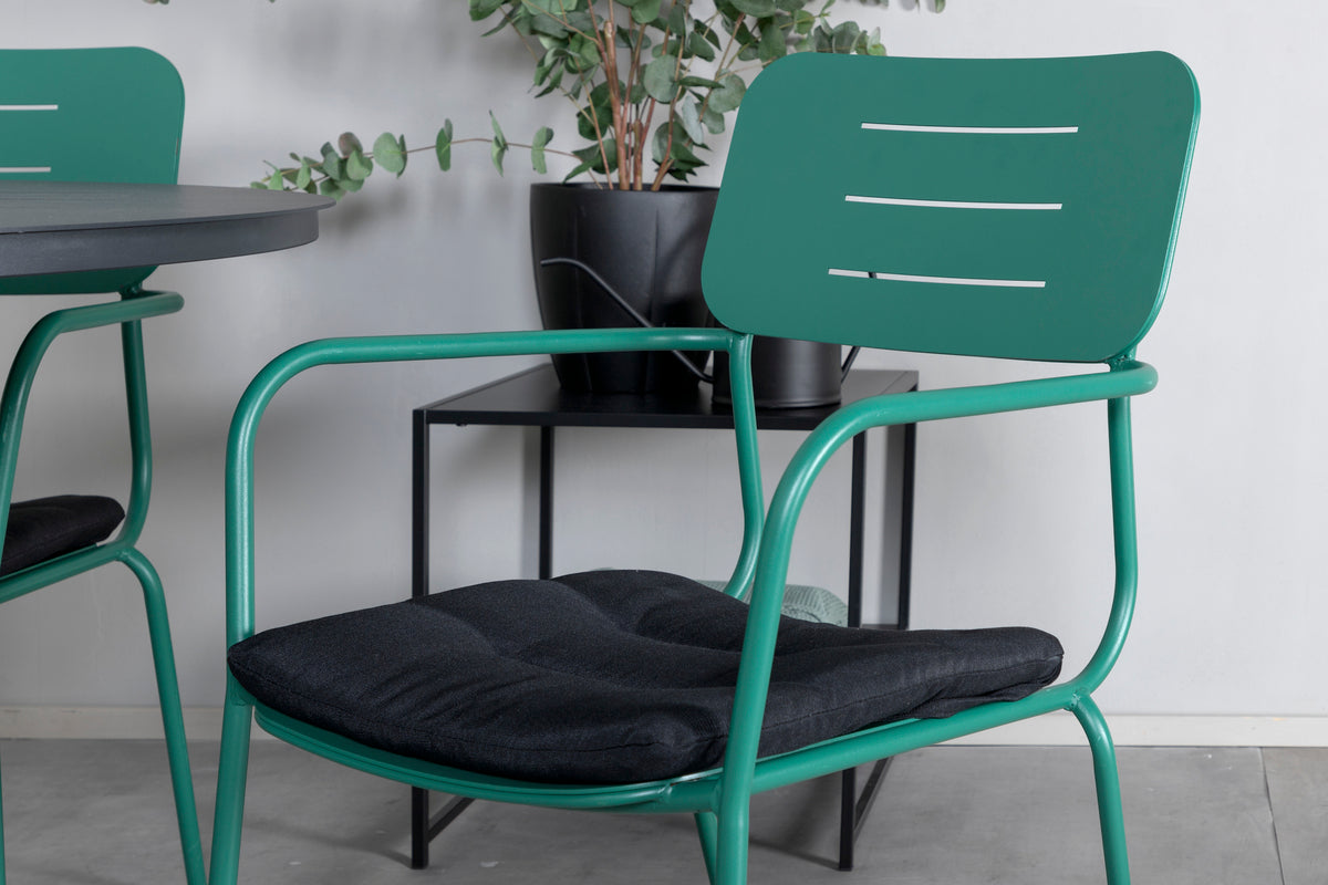 Venture Design Nicke & Alma Matstolar Grön + Matbord ⌀120