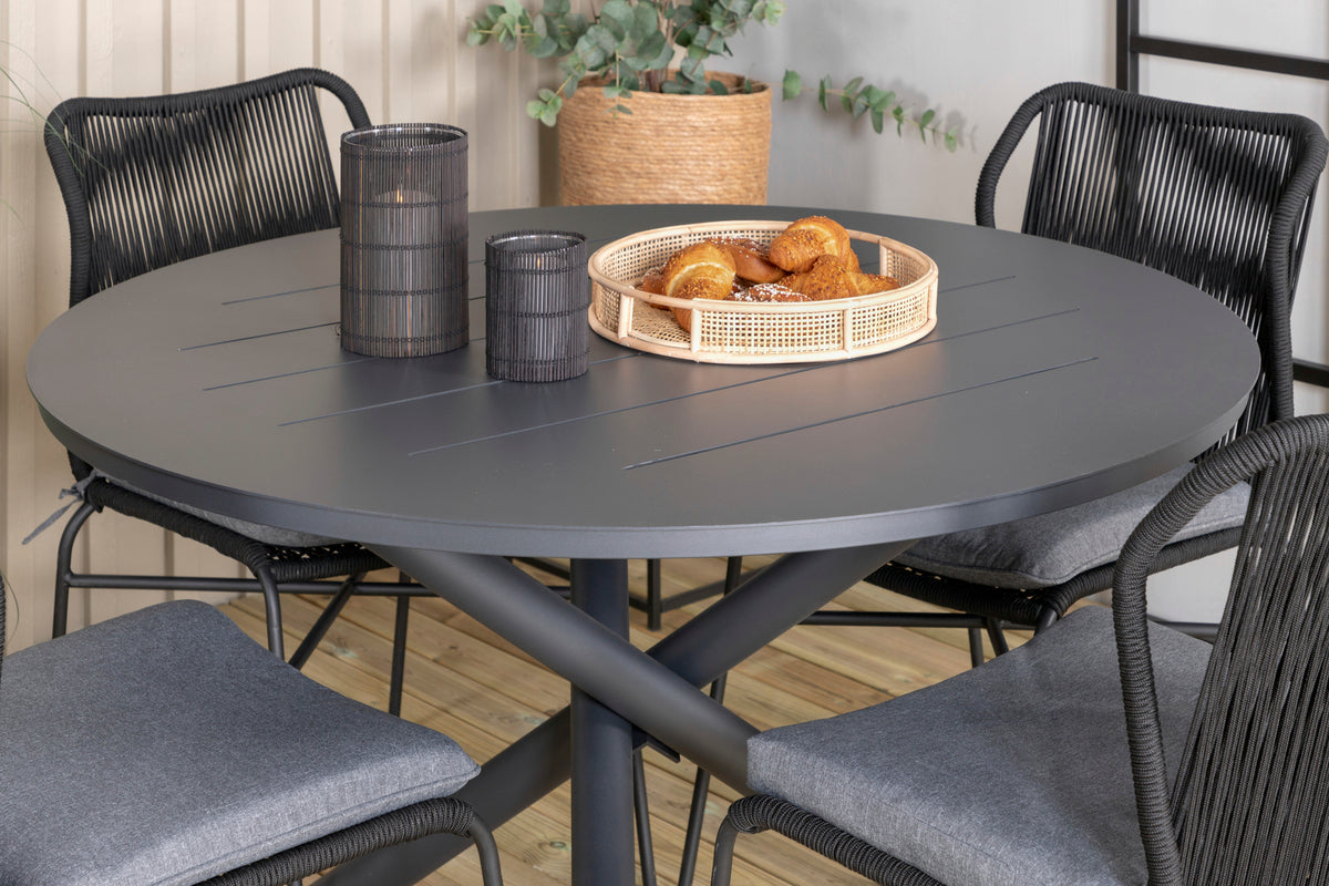Venture Design Alma & Julian Matbord ⌀120 + Matstolar Svart
