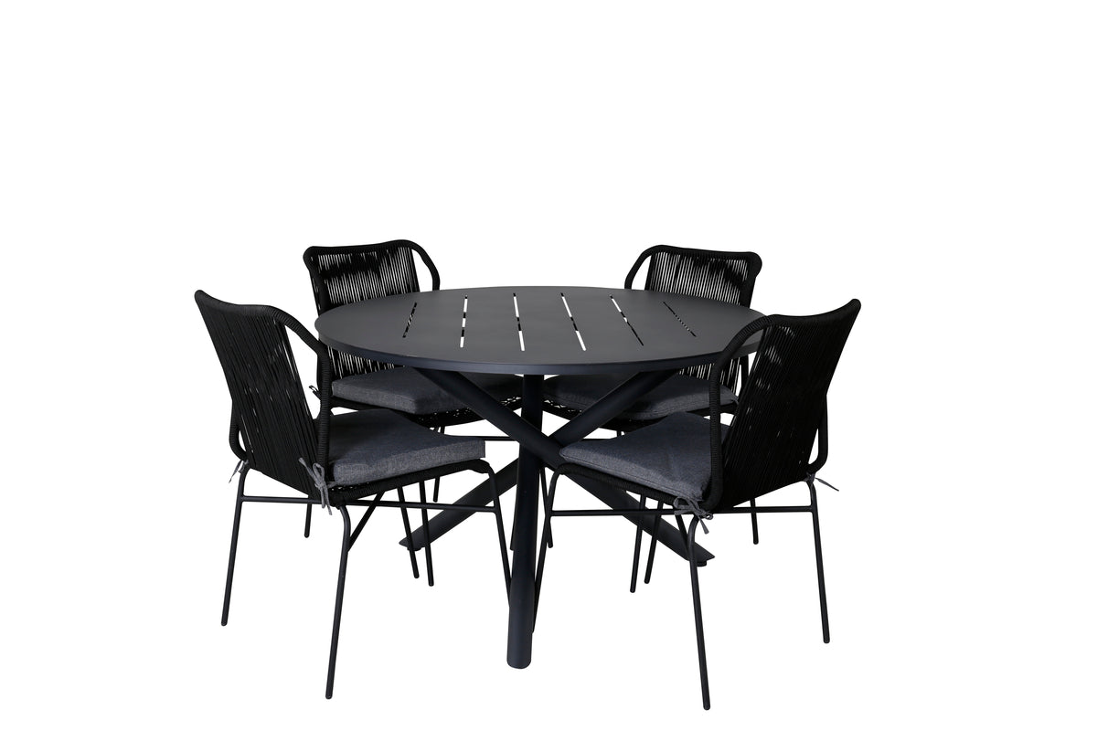 Venture Design Alma & Julian Matbord ⌀120 + Matstolar Svart