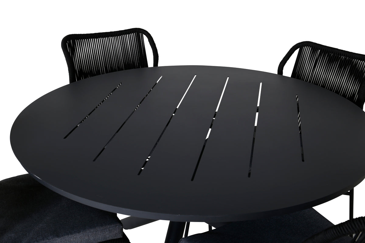 Venture Design Alma & Julian Matbord ⌀120 + Matstolar Svart