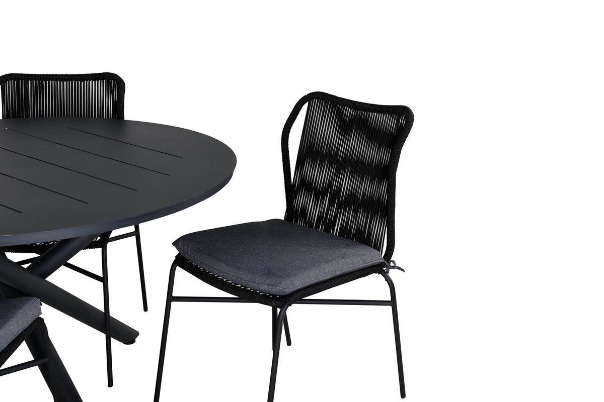 Venture Design Alma & Julian Matbord ⌀120 + Matstolar Svart