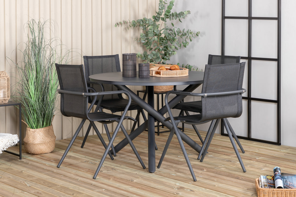 Venture Design Alma & Alina Runda Matbord ø120 Svart + Matstolar 2-pack Svart