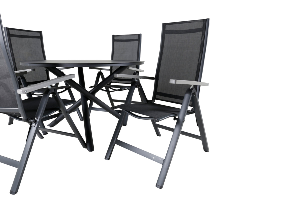 Venture Design Alma & Albany Runda Matbord ⌀120 Svart + Positionsstolar 2-pack Svart