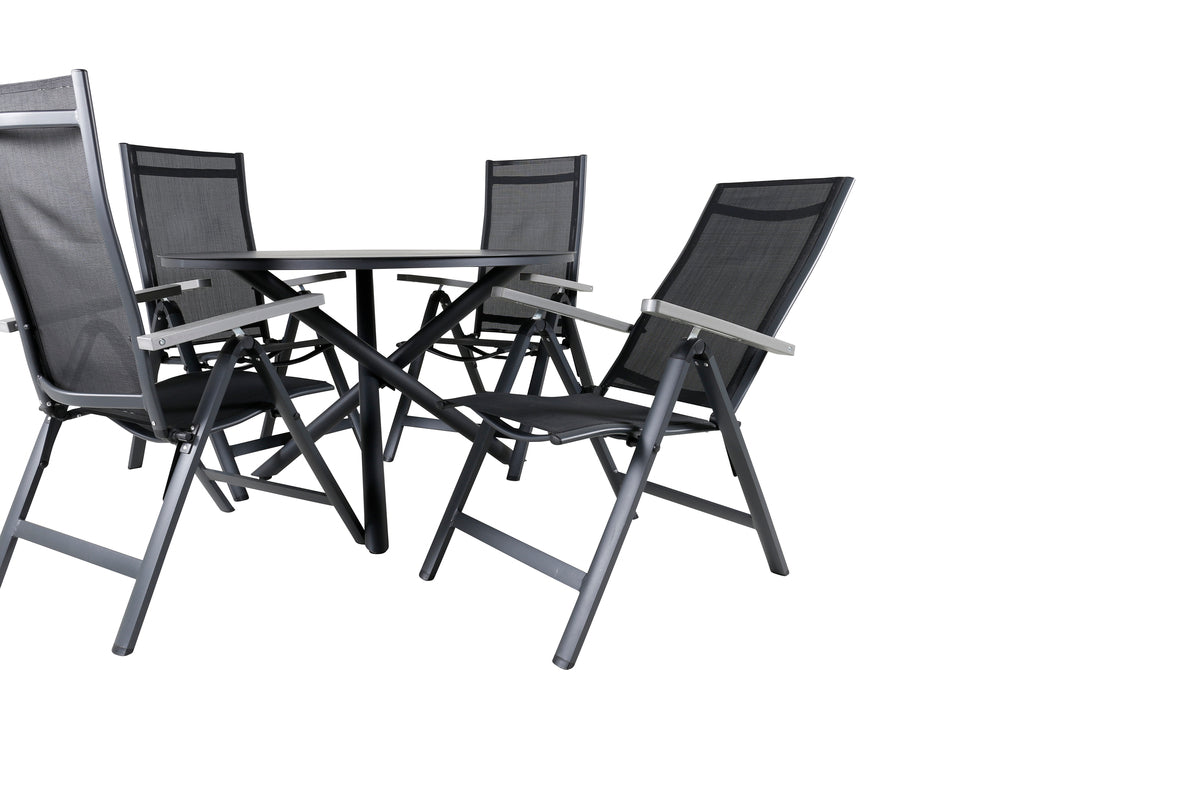 Venture Design Alma & Albany Runda Matbord ⌀120 Svart + Positionsstolar 2-pack Svart