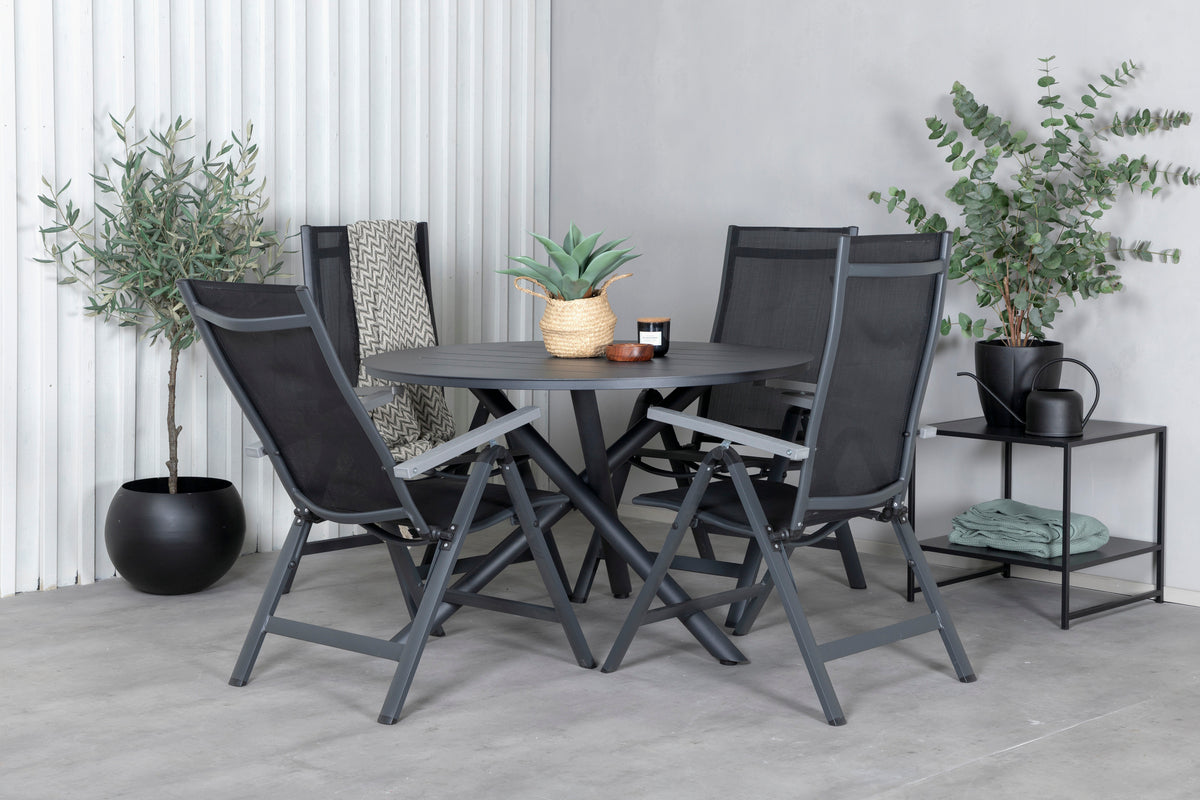 Venture Design Alma & Albany Runda Matbord ⌀120 Svart + Positionsstolar 2-pack Svart