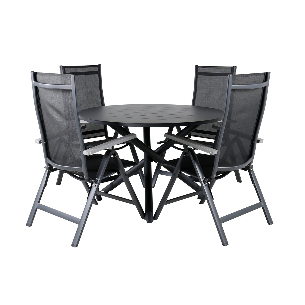 Venture Design Alma & Albany Runda Matbord ⌀120 Svart + Positionsstolar 2-pack Svart