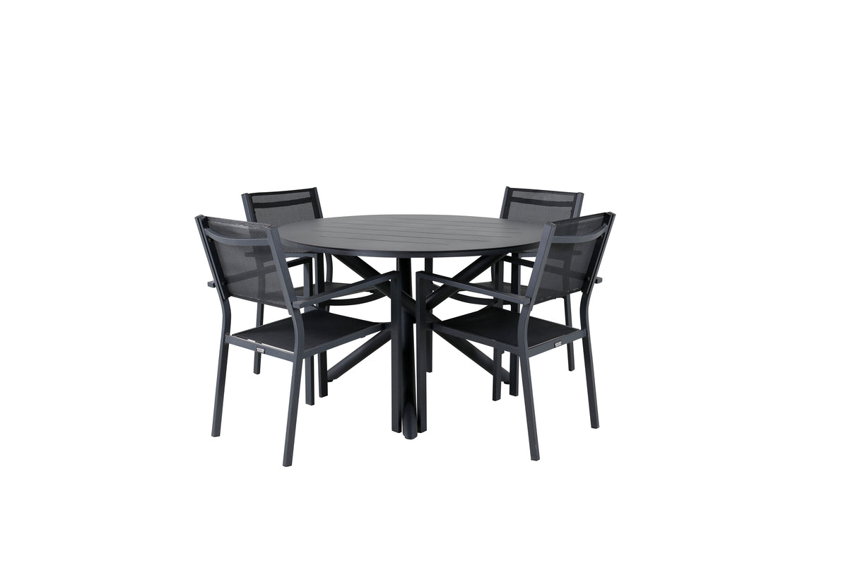 Venture Design Alma & Copacabana Matbord ⌀120 + Matstolar Svart