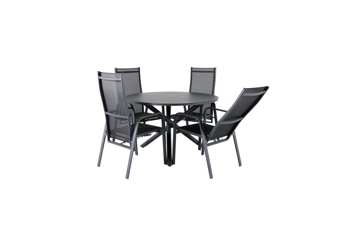 Venture Design Alma & Copacabana Matbord ⌀120 + Reclinerstolar Svart