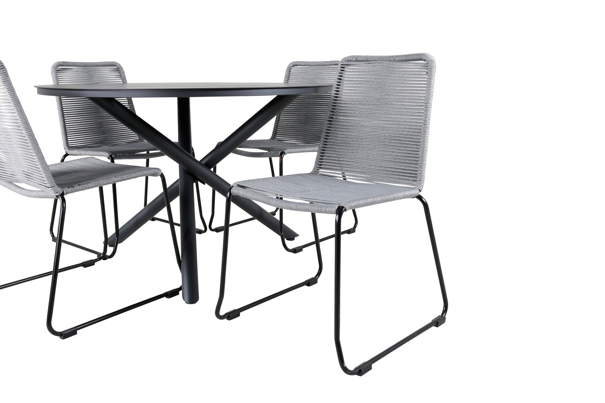 Venture Design Alma & Lindos Matbord ⌀120 + Matstolar Grå