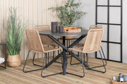 Venture Design Alma & Lindos Matbord ⌀120 + Matstolar Brun