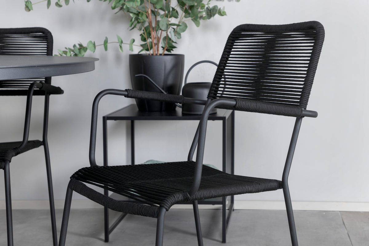 Venture Design Alma & Lindos Matbord ⌀120 + Matstolar Svart