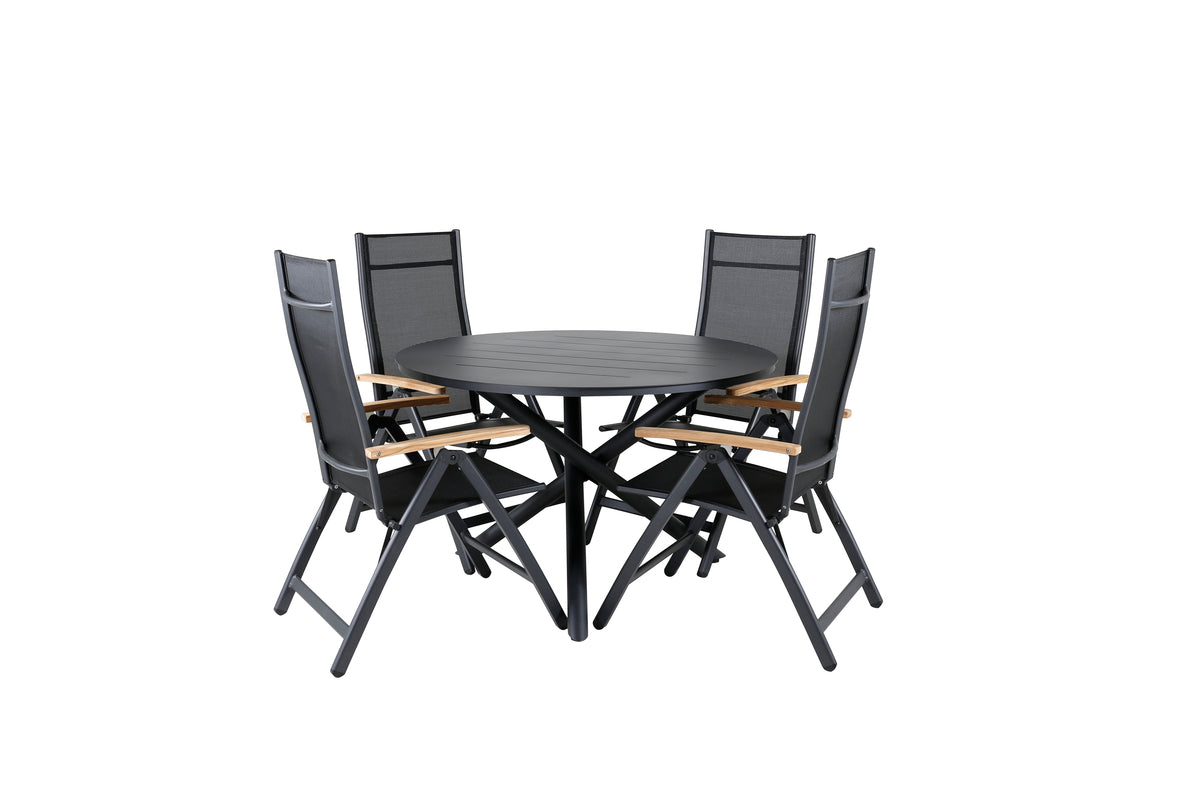 Venture Design Alma & Panama Runda Matbord ⌀120 Svart + Positionsstolar 2-pack Svart