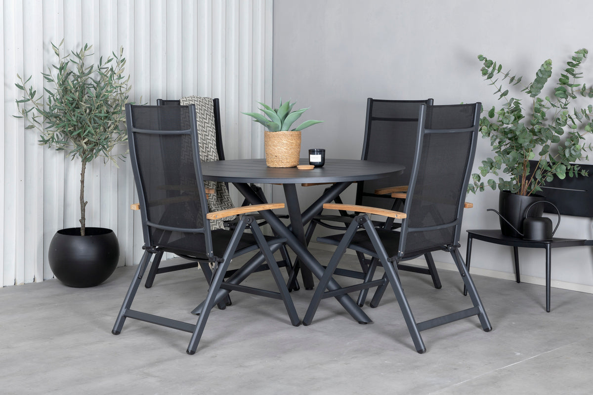 Venture Design Alma & Panama Runda Matbord ⌀120 Svart + Positionsstolar 2-pack Svart