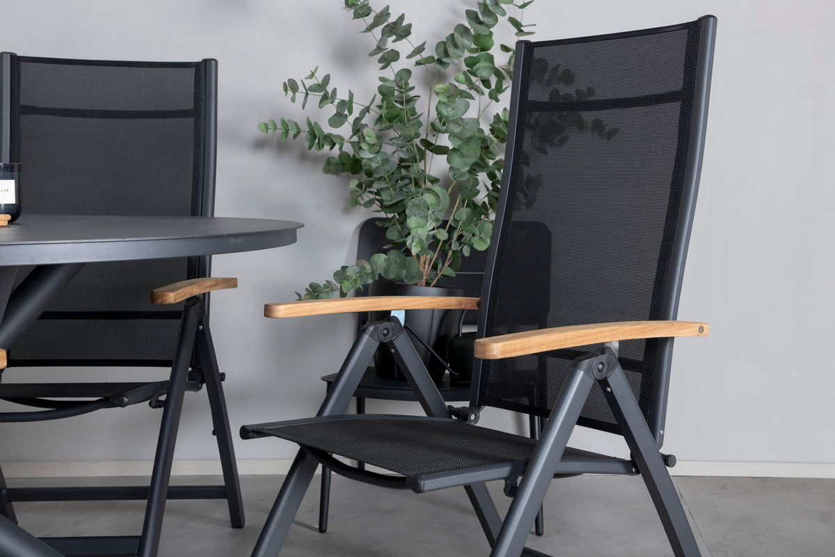 Venture Design Alma & Panama Runda Matbord ⌀120 Svart + Positionsstolar 2-pack Svart