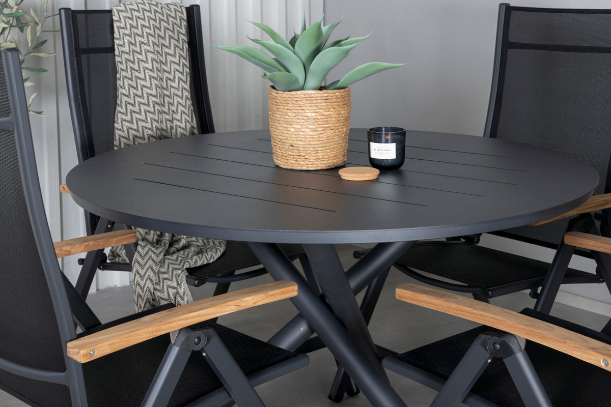 Venture Design Alma & Panama Runda Matbord ⌀120 Svart + Positionsstolar 2-pack Svart