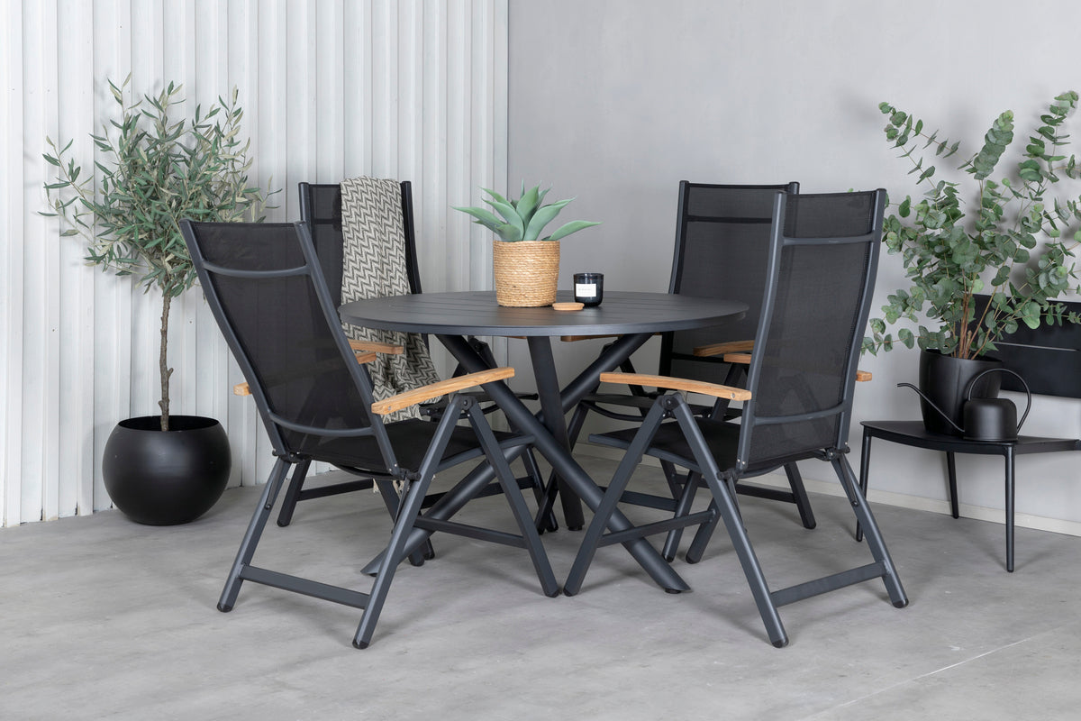 Venture Design Alma & Panama Runda Matbord ⌀120 Svart + Positionsstolar 2-pack Svart