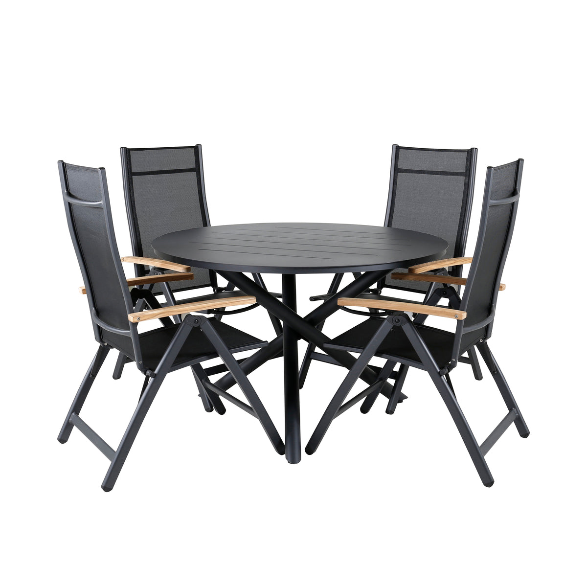 Venture Design Alma & Panama Runda Matbord ⌀120 Svart + Positionsstolar 2-pack Svart