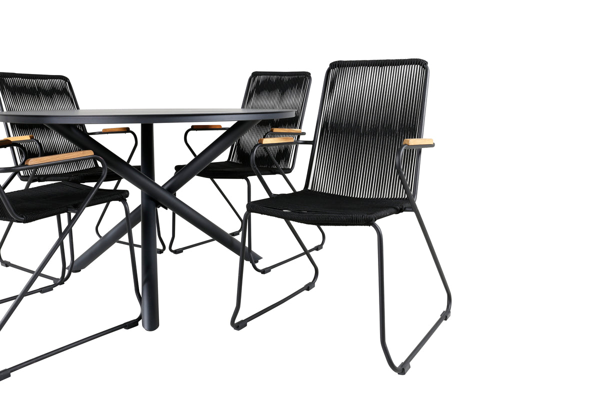 Venture Design Alma & Bois Runda Matbord ⌀120 Svart + Matstolar 2-pack Svart