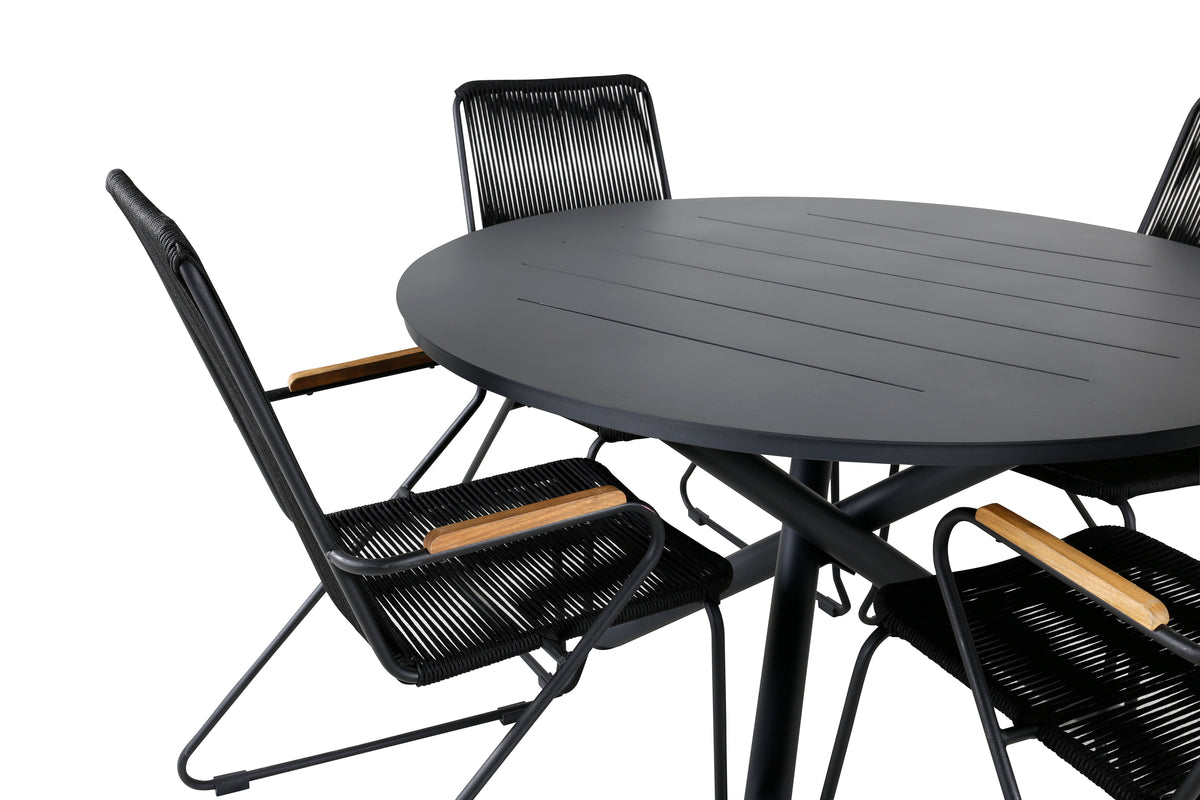 Venture Design Alma & Bois Runda Matbord ⌀120 Svart + Matstolar 2-pack Svart