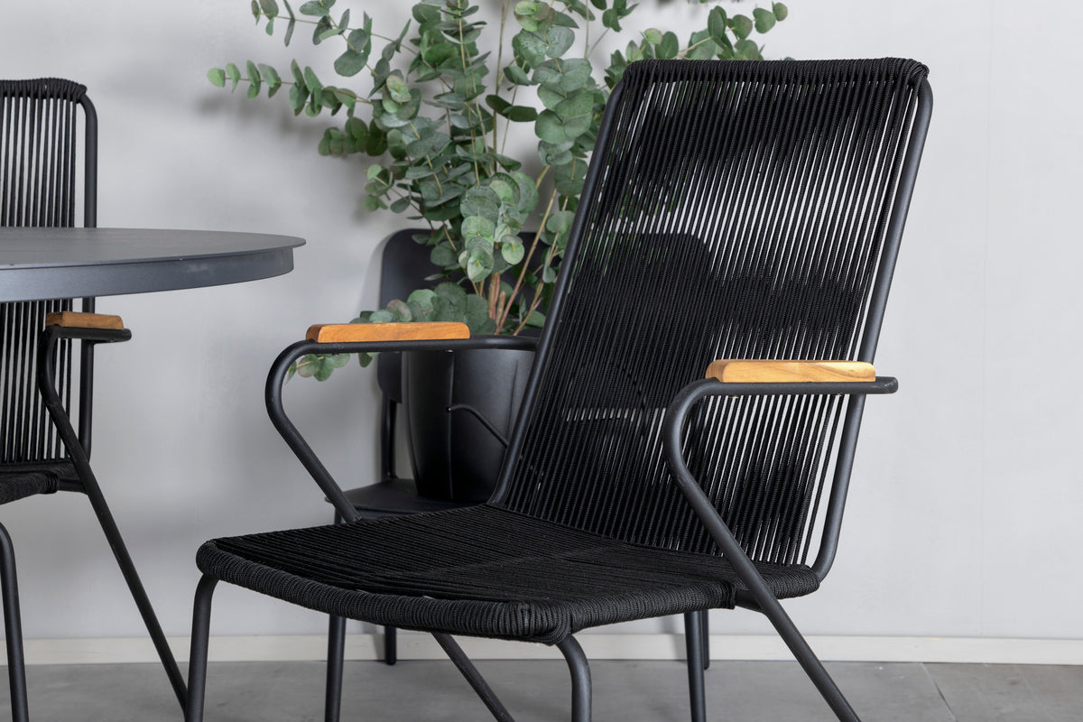 Venture Design Alma & Bois Runda Matbord ⌀120 Svart + Matstolar 2-pack Svart