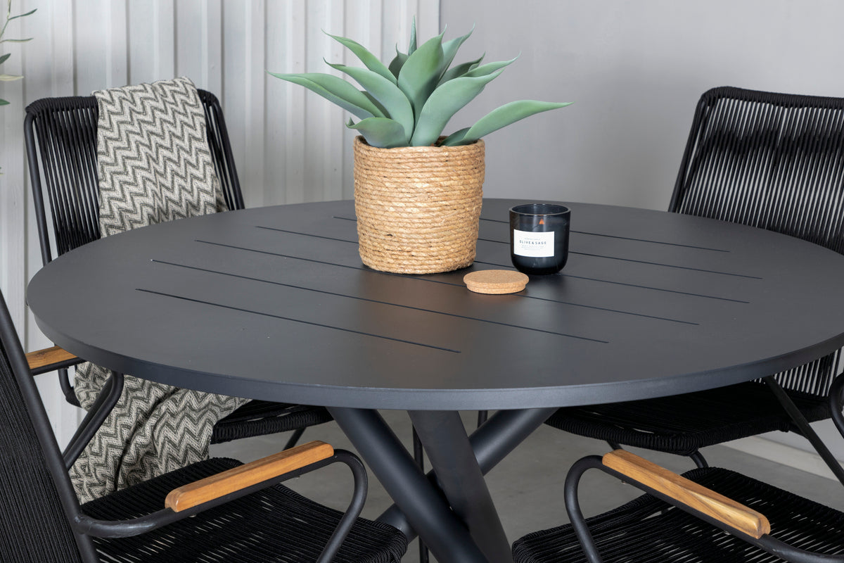 Venture Design Alma & Bois Runda Matbord ⌀120 Svart + Matstolar 2-pack Svart