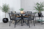 Venture Design Alma & Dallas Matbord ⌀120 + Matstolar Svart