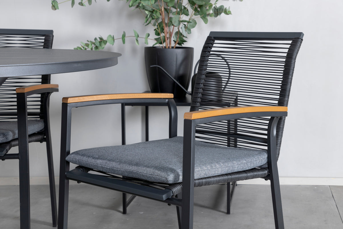 Venture Design Alma & Dallas Matbord ⌀120 + Matstolar Svart