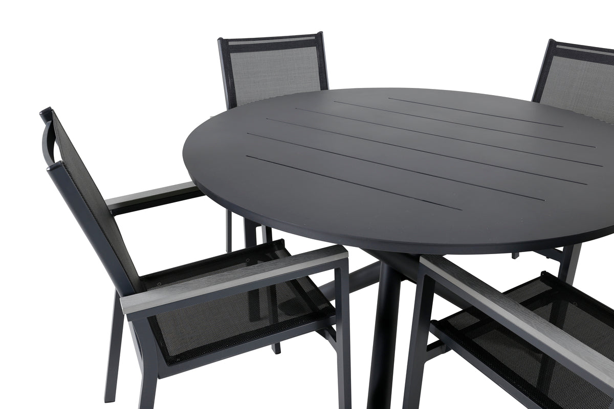 Venture Design Alma & Parma Matbord ⌀120 + Matstolar Svart